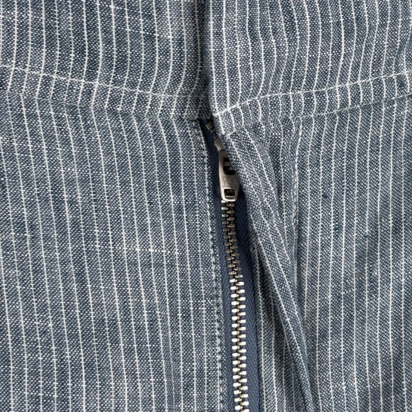 Everlane Linen Way-High Drape Pant 14 Wide Leg Pleated Blue Pinstripe Chambray - Picture 8 of 16